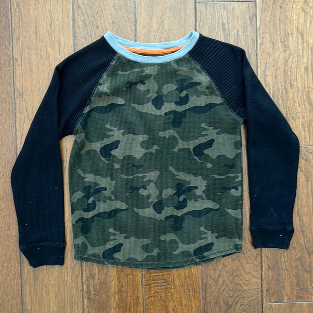 Boys waffle flannel shirt in camo
